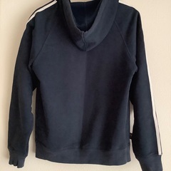 【美品Used！】メンズ　adidas アディダス　スウェット　フルジッパー　パーカー　Sサイズ　長袖　フード付き　ビンテージの画像