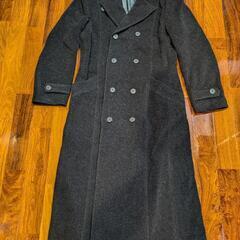 日本製ウール80%ロングコート★ブラックコート★黒服★Lサイズ