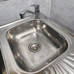 ステンレス製 1槽シンク 厨房用品 業務用 店舗用品 水栓付き W1000×D505×H780 Y0447の画像