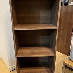 三段 収納棚 木目 茶色　カラーボックス