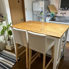 木製ダイニングテーブルと椅子セット　IKEA ニトリ　カウンター