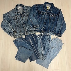 【まとめ売り】デニム6点　Mサイズ相当　パンツ×3、スカート×1、ジャケット×2の画像