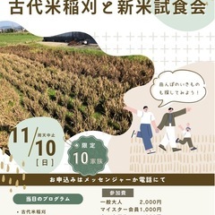 【古代米稲刈りと新米試食会 in 菊池市】