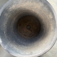 ①陶器鉢　プランタ　グレーの画像