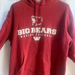 早稲田大学アメリカンフットボール部スウェットパーカー　Lサイズ　ビッグベアーズ　Bigbears エンジ　マルーン　早稲田カラー の画像