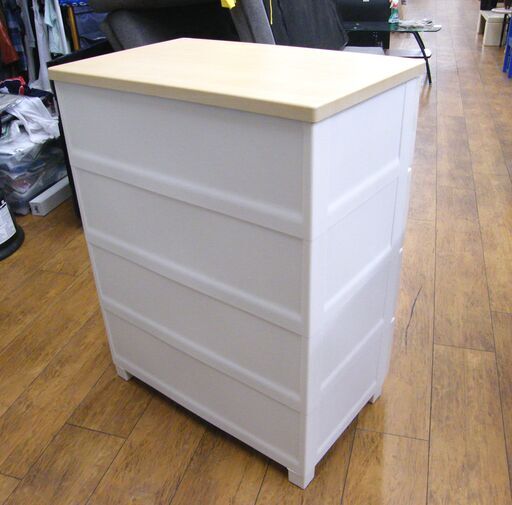 Fits 4段 プラチェスト ウッドトップチェスト 幅65.5㎝ 衣類収納 フィッツ 天馬 木製天板 ホワイト TENMA 札幌市 厚