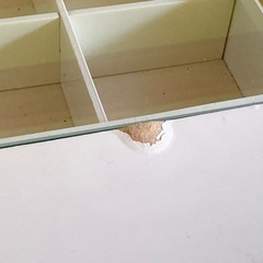 引出し付テーブル ガラス天板 コレクション収納の画像