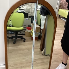 アンティーク　鏡　全身鏡　ナラ材