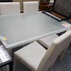 ID：563698　　食卓５点セット　天板ガラス