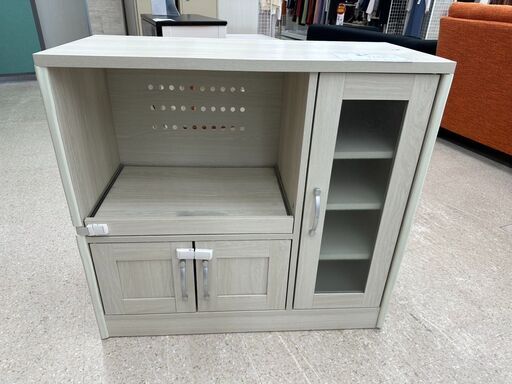 ★ジモティ割あり★ (株)ぼん家具 レンジ台 アイボリー H82.5×D40.5×W88 クリーニング済み TJ9625