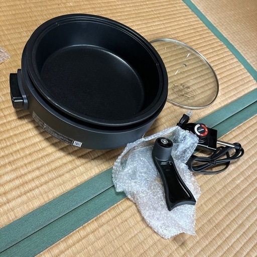 グリル鍋 電気鍋 2人用 3人用 山善 電気グリル鍋  着脱式 蓋が自立する ガラス蓋  YGE-S100(B) 鍋 電気 一人用 卓上電気鍋 電気なべ おしゃれ　福岡　田川市