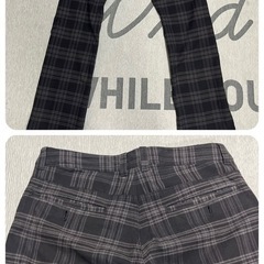 【値下げ】黒チェック柄パンツ　ウエスト76 股下86の画像