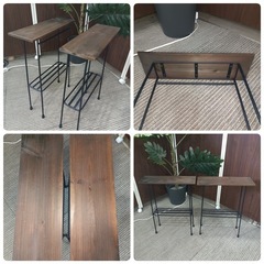 ★[八3118]  サイドテーブル　棚　2個セット　天板寸法42X14㎝  高さ56㎝の画像