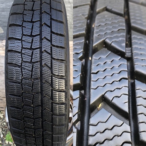 ［SOLD］14インチスズキ ラパン純正白アルミホイール スタッドレス 155/65R14 4本 2023年バリ溝