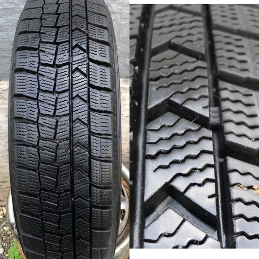 ［SOLD］14インチスズキ ラパン純正白アルミホイール スタッドレス 155/65R14 4本 2023年バリ溝