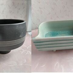 お正月 生け花  高足花器   中古・２点  丸型＆四角型　剣山...