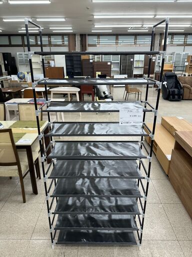 ★ジモティ割あり★  シューズラック 黒 H178×D28×W77.5 クリーニング済み TJ9637