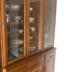 【中古美品】MORITA（森田）木製食器棚／キッチン収納棚／高さ200cm・収納力抜群！直接引き取り限定の画像