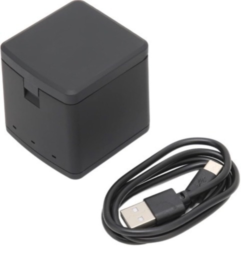 【新品未使用】GoPro Hero12/11/10/9用 バッテリー充電器 カラー電力表示 ゴープロ バッテリーチャージャー アクセサリー TFメモリーカード収納 バッテリー収納 Type-Cケーブル付き (Black)