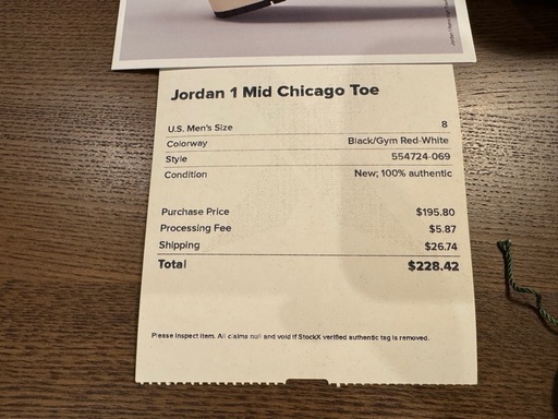 Nike Jordan 1 Mid Chicago Toe 26cm