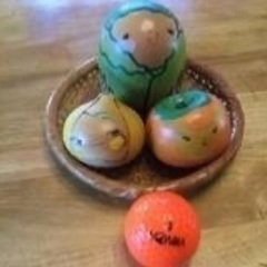 展示品　木製の置物　野菜のキャラクター