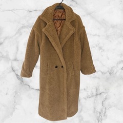 SHEIN❤テディーコート　レディース　ダブルボタン　ラペル襟