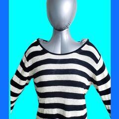 OZOC服、OZOCトップス、OZOCTシャツ、オゾック夏服、オゾック半袖、半袖、Striped knit, Striped top, Women's tops, Women's knitの画像