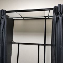 ワードローブ 伸縮式クローゼット ハンガーラック カーテン付き