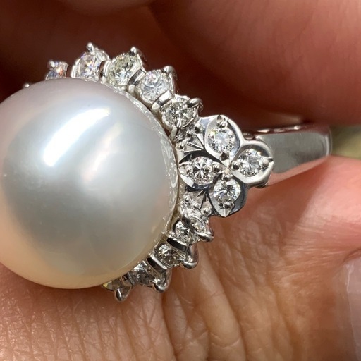 pt900 パール　ダイヤ指輪　11.1g 約16号