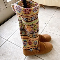 ニット ロングブーツの画像