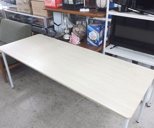 オフィスデスク 大型テーブル 幅180cm ナチュラル 作業台 ディスプレイテーブル スチール脚 塾 ミーティングテーブル ☆ 札幌市 会議用テーブル ミーティングテーブル オフィステーブル 幅1800×奥行 