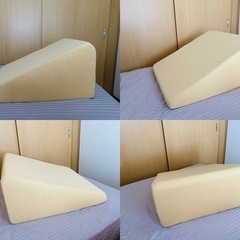  【新品同様】高反発ウレタン三角クッション 幅約60cm 極厚30cm  洗えるカバー ベージュの画像