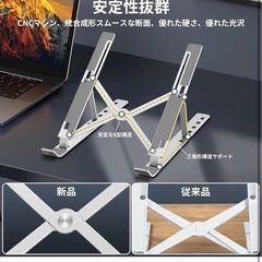 ノートパソコン スタンド pcスタンド 6段階角度調整可能 超軽量 折りたたみ式 持ち運び便利 安定性 アルミ合金製 の画像