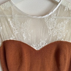 ◎【MURUA】ブラウン ノースリーブ レース トップス Fの画像