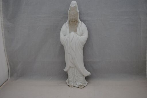 [967] 井石焼 永山作 観音菩薩像 白磁 置き物