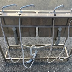 業務用 2槽シンク 4口蛇口付き 幅1200×奥450×高さ800+150(mm) 二槽シンク 流し台 二層シンク 二層 2層 厨房 店舗用品 厨房機器 大阪発 業務用 2槽シンク 4口蛇口付き 幅1200×奥450×高