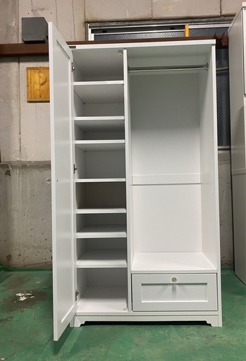 A001?ANRI ミラー付き ハンガーラック‼️ホワイト 収納 チェスト マルチラック 北欧　 