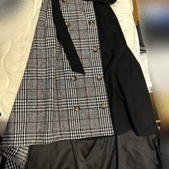ロングフィッシュテールスカート チェック柄 黒 newlyme