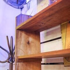 【武蔵小山店】　本棚　ブックシェルフ　シェルフ　古書棚　昭和　レトロ　ビンテージ　特大　大きい　什器　店舗　ラック　杉　無垢　くさび　楔　日本製　希少　の画像