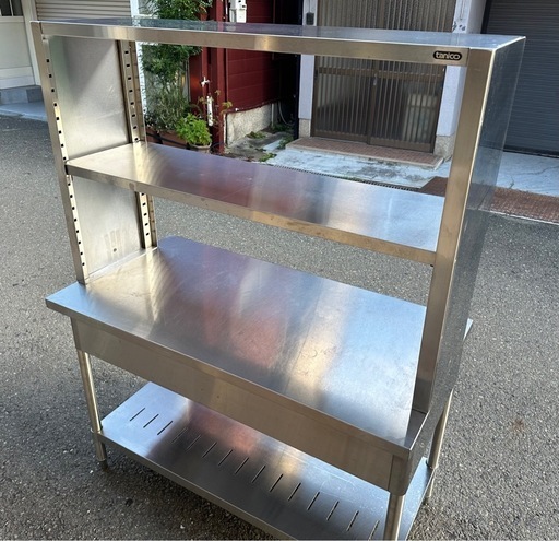業務用 タニコー tanico コンロ台 引戸付き作業台 調理台 900×600×800+800 上棚付き 焼き台 厨房 ガス台 厨房機材 厨房機器 大阪
