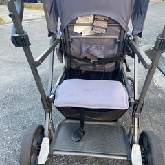 joovy 2人乗りベビーカー　ブルー　レインカバー付きの画像