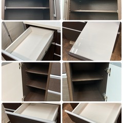 S219 ⭐  NITORI KRISNA シリーズ キッチンボード 食器棚、幅120cm USEDの画像