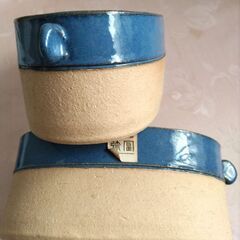 値下げ!!　生け花　創作花器　小さめ水盤 ２個組　生け花   中古美品　華道　陶器 ヴィンテージ 配送にも対応可の画像