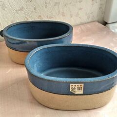 値下げ!!　生け花　創作花器　小さめ水盤 ２個組　生け花   中古美品　華道　陶器 ヴィンテージ 配送にも対応可の画像