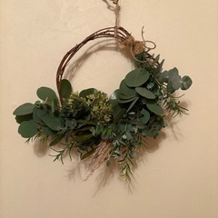 ナチュラルリース　ドライフラワー　アナベル　ハンドメイド　A