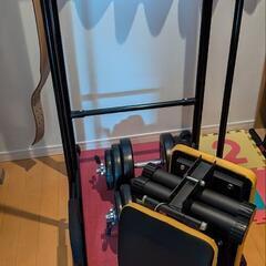 懸垂機、ダンベル、ベンチ、ベルトまとめて