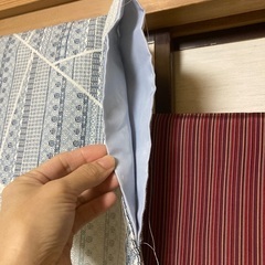 未使用新品　紅型調袷着物　幾何学模様ブルーM寸ですの画像