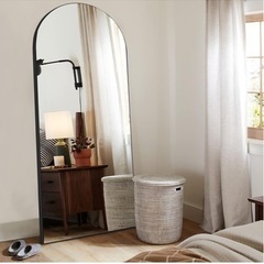 アーチ型スタンドミラー 大きめ 黒 180×60