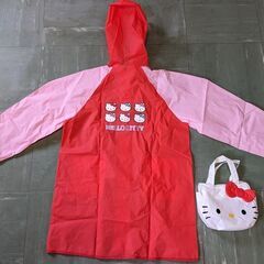 可愛い！■HELLOKITTY★ハローキティーのレインコート・１２０サイズ★ポーチ付 雨合羽 身長１１５～１２５ｃｍ◎カッパ◎の画像
