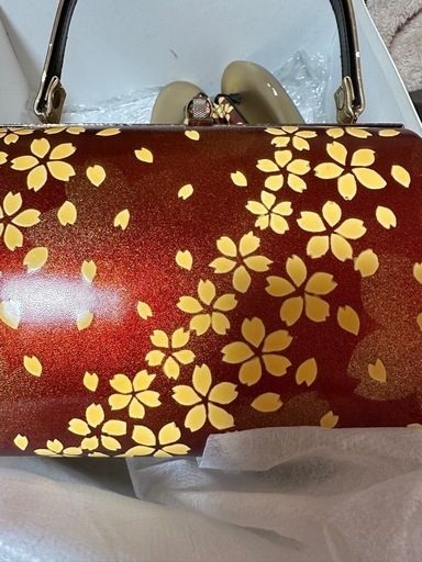 桜柄 草履、バックセット